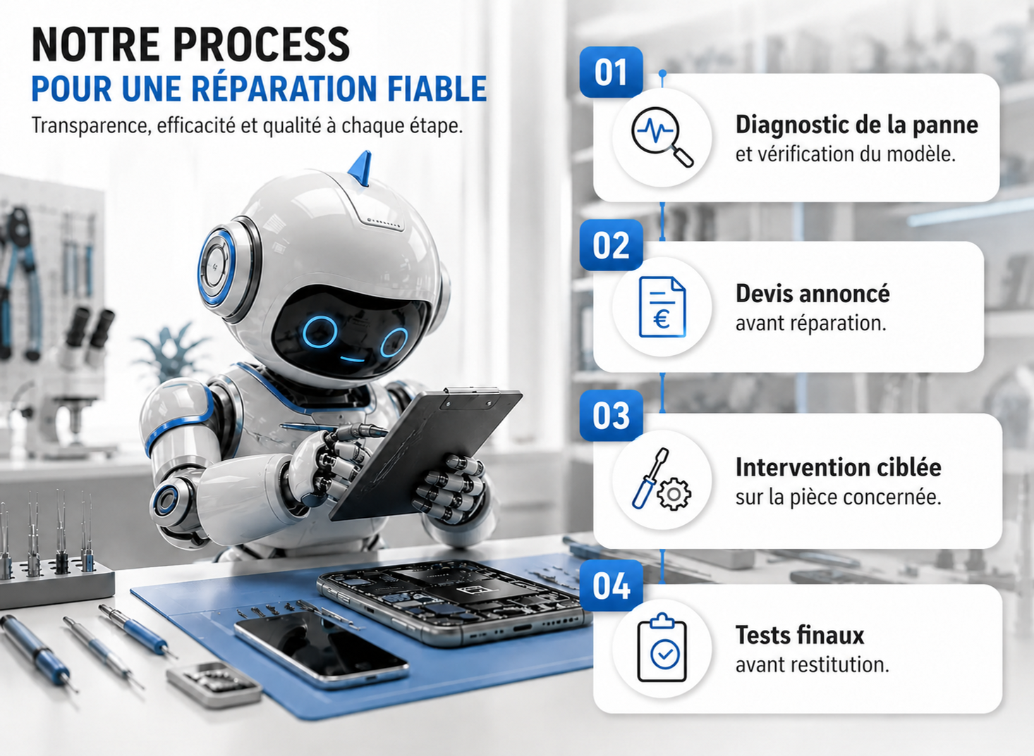 Notre process pour une réparation fiable chez SOS Phone Doctor